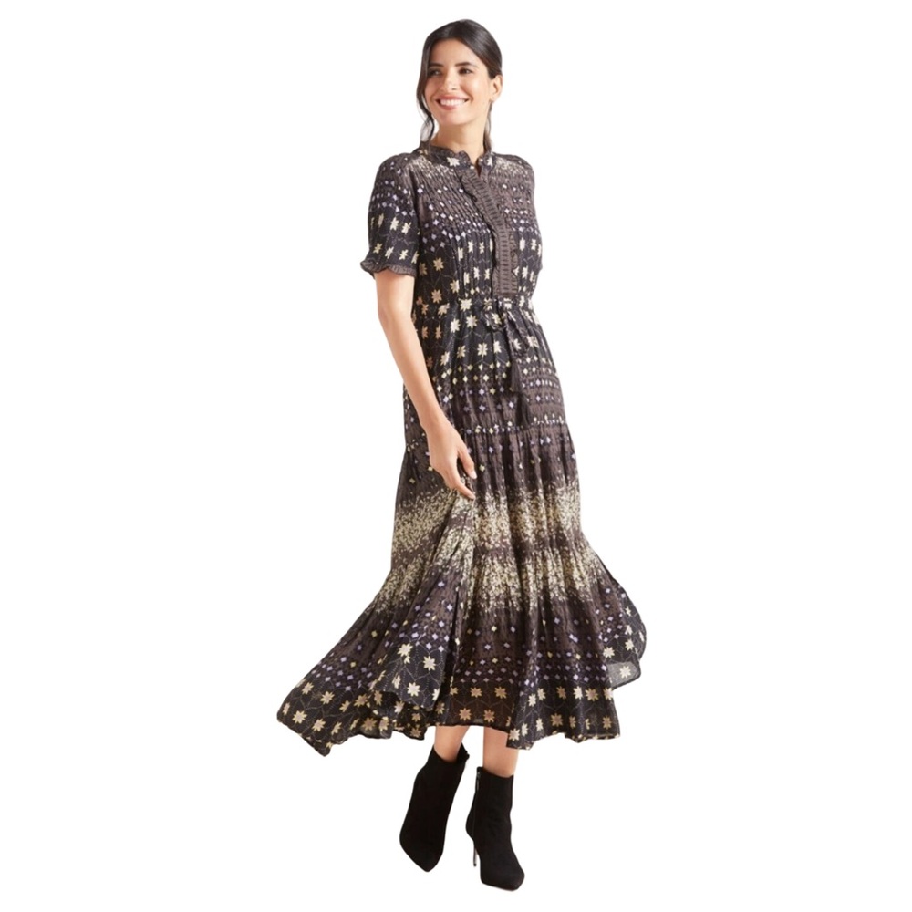 Free People Rare Feeling Pleated Maxi Dress Size M